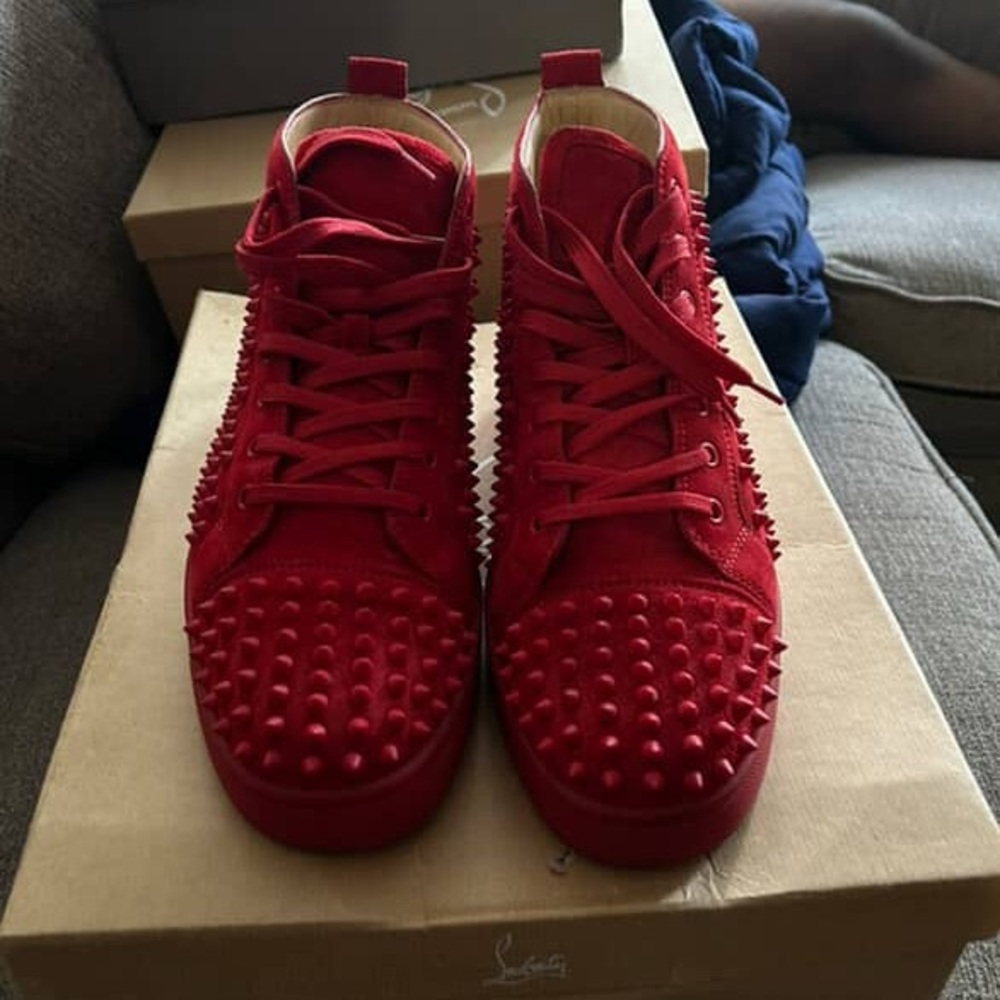 Christian Louboutin Red Spiked Sneakers
